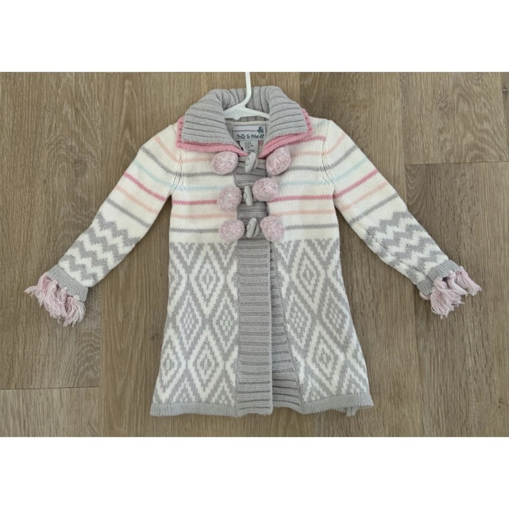 Polly & Friends Girl’s Size 12 Months Beautiful Gray & Pink Long Sleeve Sweater